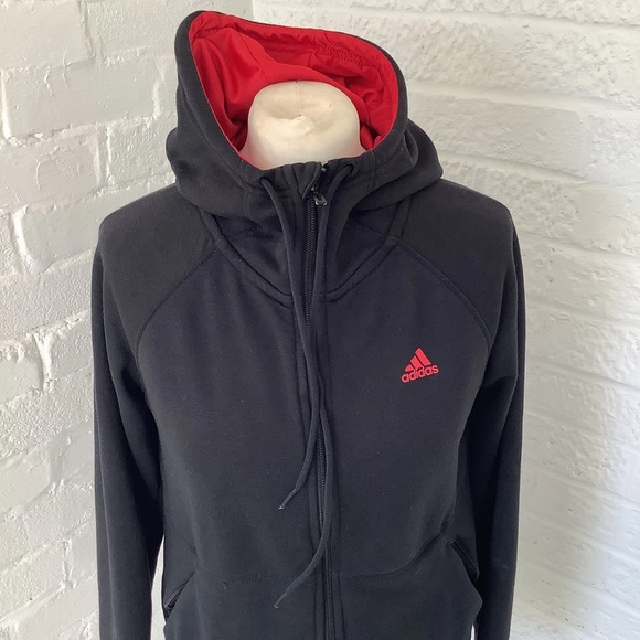 Adidas Full Zip Track Top - Size S 8-10 - Black & Red - P2P 19โ - Picture 2 of 8